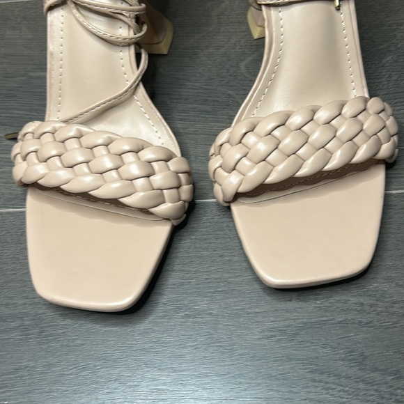 Cape Robbin Curve Woven Wrap Lace Heels Square Open Toe Quilted Nude Size 10 - Picture 7 of 12